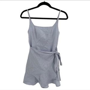 Princess Polly grey/blue wrap dress
